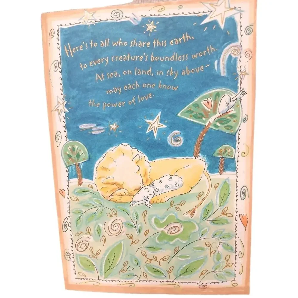 Set 9 Cards Hallmark Christmas Lion & Lamb Peace Joy To Everyone w Envelopes VNT